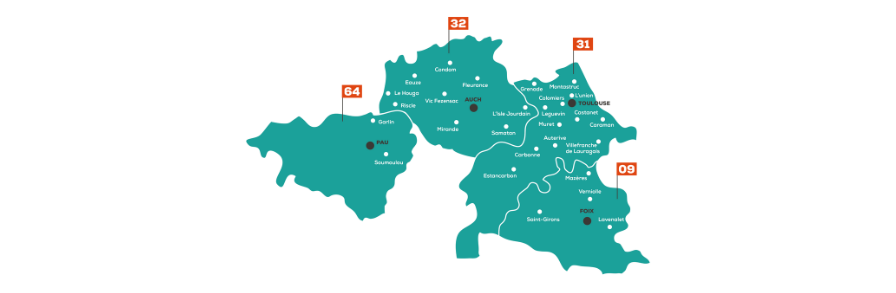 Carte des implantations Cerfrance GO